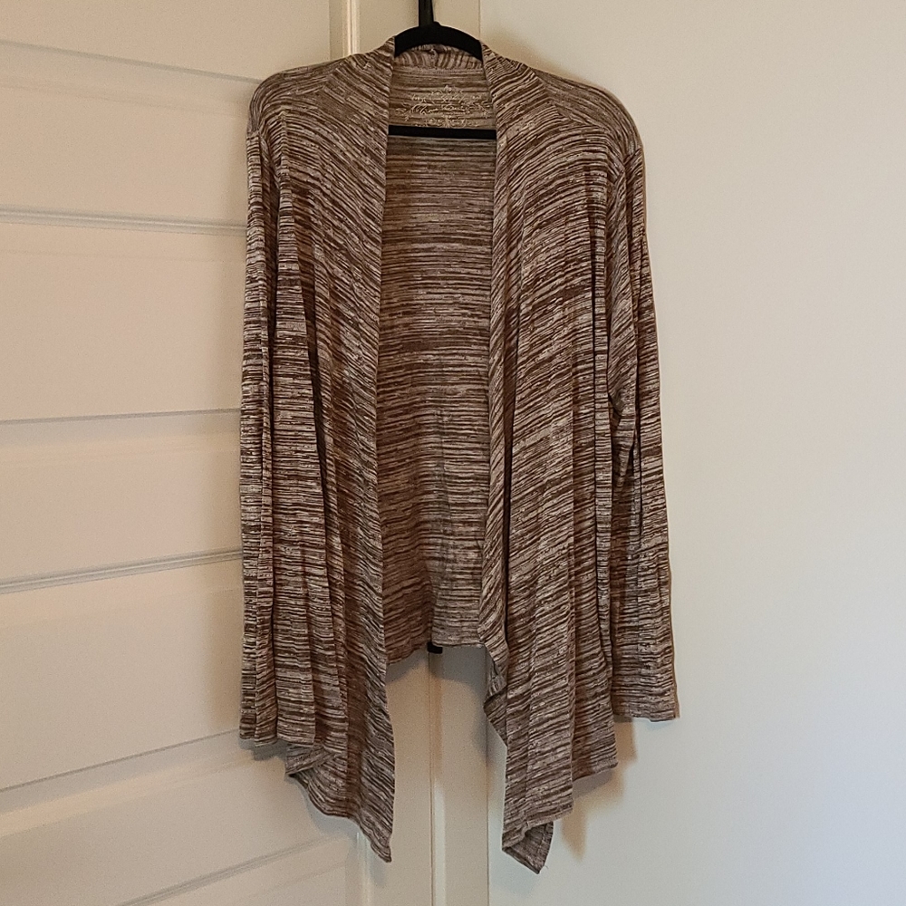 Tan and brown sweater cardigan